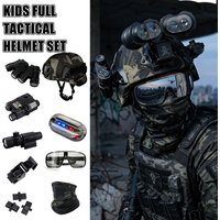 Taktyczny Zestaw Kasku dla Dzieci z Rozszerzonym Kaskiem Ochronnym CS, Model NVG, Maska z Sygnalizacją Świetlną, Zabawka Cosplay, Paintball, Airsoft