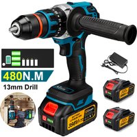 Gismis 480 NM perceuse à percussion électrique tournevis marteau rotatif perceuse sans brosse 3in1 outil électrique manipulé pour Makita broches de batterie 18V