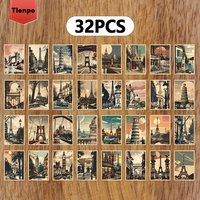 32pcs Collectible Vintage Old Style Travel Postcard 4x5.7inch Vintage Architecture Postcard, Postcard