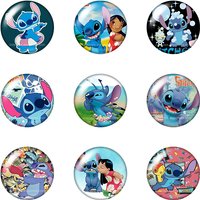 Cute Cartoon Stitch Lilo 10pcs Round 12mm/18mm/20mm photo glass cabochon flat back making Findings for Necklace