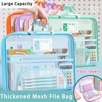 Large Capacity Mesh File Bag Handheld Large Opening Document Folder Books Storage Bag Students