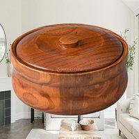 Wooden Salad Bowl Large Rustic Serving Mixing Bowl Vintage Food Container for Kitchen Dining Tableware