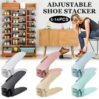 6-12Pcs Shoe Slots Organizer, Adjustable Shoe Support Rack, Double Layer Stack Holder, Shoe Stacker for Closet Organization