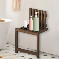 Wall-Mounted Folding Bamboo Chair-Multi-Functional Shower Stool,Space-Saving Design,Suitable for Bathroom,Balconyand Living Room