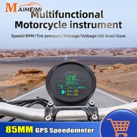 Universal 85mm Motorbike GPS Speedometer KMH MPH Knots Odometer Tire Pressure Temp Alarm Tachometer Fuel Level Gauge Customized