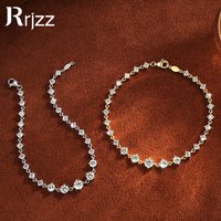 Rrjzz 5mm&4.5mm&4mm D-Color Moissanite Climber Bracelet for Women CZ Lab Imitation Diamond 18CM Charm Bracelets Jewelry Gifts