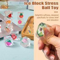 1/2/3/4/5/10PCS Cute Fruit Ice Cube Squishy Fidget Toy, Colorful Cartoon Mini Stress Relief Balls Elastic Decompression Hand Toy