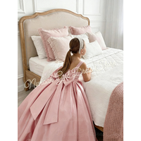 Pink Satin Flower Girl Dress For Wedding With Bows Sleeveless Girl Kids Birthday Party First Holy Communion Gown Customized