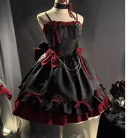 Spring and summer 2025 new Black and red Gothic lolita Romantic dress Lolita Heavy heavy Princess dress