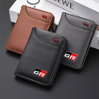 1PC Leather Mini Credit Card Purse Car Soft Portable Small Wallet For Toyota GR Gazoo Racing Toyota Yaris Hilux Corolla Prius