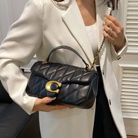 2026 New Women's Pink Quilted Shoulder Bag, C-shaped Metal Buckle Chain Crossbody Purse, Fashion Flap Handbag for Ladies