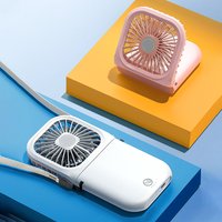 A stylish handheld digital hanging neck fan, , USB power bank fast charging desktop folding small fan,