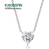 KNOBSPIN 8*8mm 2ct Heart Moissanite Pandent Necklaces for Women Diamond with Certificate 18k Plated 925 Sterling Silver Necklace