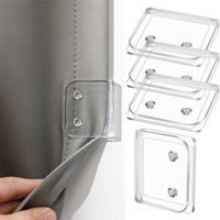 4pcs Windproof Self-Adhesive Shower Curtains Clips - Transparent Plastic Bathroom Accessories for Secure Curtain Holding