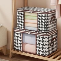 Visible Storage Box Portable Home Clothes Organizer with Handles Foldable Dustproof Quilt Toys Container Large Capacity 50/70L
