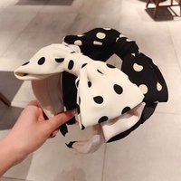Korean Style Polka Dot Bow Headband – Wide Band Hair Hoop for High Crown Look, Cute & Trendy Hair Accessory