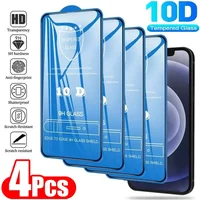 4Pcs 10D Tempered Glass for iPhone17 16 15 14 13 Pro Max Mini 7 8 Plus Full Cover Screen Protector for iPhone 13 17 PRO XS MAX