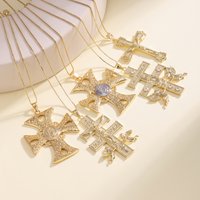 Nidin New Retro Orthodox Cross Necklace For Men Women Vintage Jesus Crucifix Pendant With Angel Christian Religious Jewelry Gift