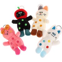 Cute Polka Cat Plush Toy Stuffed Kitten Doll Keychain Plushies Key Holder Lovely Backpack Pendant For Girl Kid Gifts