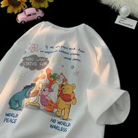 2026 Disney Winnie The Pooh Printed T-shirt for Children and Family Wear Short-sleeved Universal Summer Cartoon Tops