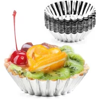 10 Pcs Reusable Stainless Steel Egg Tart Mold Stainless Steel Cupcake Egg Cookie Pudding Mold Astry Tools Baking Accessories