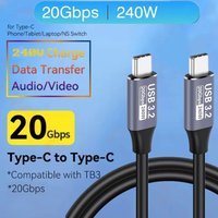 USB3.2 Gen2 20Gbps 48V 5A 240W USB C to Type C Fast Charging Cable 4K60Hz QC3.0 Data Transfer Cord For USB SSD Hard Disk Drive