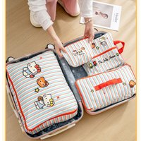 Hello Kitty Striped Travel Storage Bags Waterproof Suitcase Packing Organizers Bag For Clothes Underwear Shoes Organization Gift