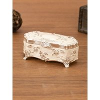 Metal Creative European Vintage Jewelry Trumpet Silver-plated Hand-Painted High-grade Rose Storage Cotton Swab Box Valentine's D