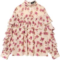 KONDALA Chic Fashion 2026 Spring Vintage Woman Blouse Floral Elegant Print Casual Shirt Pleated Long Sleeve Mujer Oversize Shirt