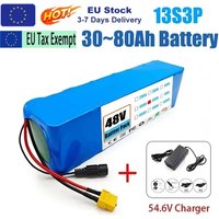 13S3P 48V 20Ah Lithium-Ionen-Akku, wiederaufladbarer Batteriepack mit BMS, 54,6V-Ladegerät für 2000W Elektrofahrrad, E-Bike, Roller-Motor