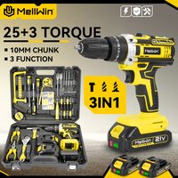 MELLWIN – ensemble de perceuses à percussion électriques sans fil, 25 + 3 vitesses de torsion, tournevis électrique polyvalent, outil électrique pour batterie Makita 18V