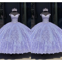 2025 Lilac Bling Quinceanera Dresses Off The Shoulder Embroidered Appliqued Beaded Princess Ball Gown Sweet 16 Dress Vestidos