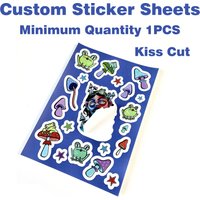 Custom Stickers Sheets Kiss Cut With Logo Name Waterproof Transparen Holographic Vinyl Decorative Laptop Cartoon Cute Anime Book