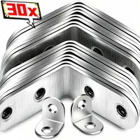 30/1x Stainless Steel L Brackets Right Angle Corner Bracket for Shelves Wood Furniture Chair Repair Fasteners Hardware Parts