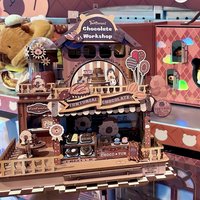 Chocolate Workshop DIY Dollhouse Kit, Mechanical Model Miniature House Kit, Candy Tiny Home Model, Decor Gift for Adults