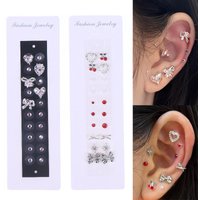 20pcs/Sheet Fashion Heart Bow Rhinestone Ear Point Stickers Ear Pressure Stick Acupuncture Auricular Ear Stickers Massage