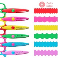 1/6PCS DIY Color Lace Scissors Small Round Head Wavy Pattern Art Safety Scissors Comfortable Hand Stationery Art Tool Children