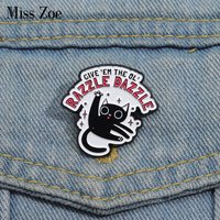 GIVE EM The Ol Razzle Dazzle Enamel Pins Custom Funny Black Cat Brooches Lapel Badges Cartoon Animal Jewelry Gift for Friends