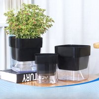Horticultural plastic flowerpot G double-layer black water storage lazy transparent pot