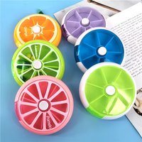 Cute Portable Mini 7 Grids Fruit Shape Pill Box Round Rotating Transparent Medicine Storage Box With Sealed Lid