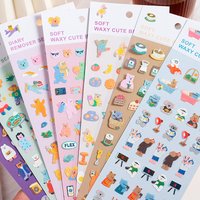 Soft Waxy Cute Bear Series Laser Goo Card Hand Account Waterproof Pvc Sticker Animal Material Korean DIY Stationery Sticker