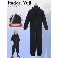 2026 Anime Itadori Yuji Cosplay Costume Black Jacket Hoodie Uniform Sportswear Halloween Women Men Daily Anime Clothing Full Set