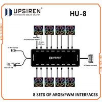 UPSIREN HU-8 Chassis Fan Hub,8 Sets of ARGB and PWM Interfaces,Bottom magnetic design,Support motherboard synchronization