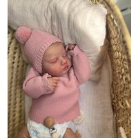 19inch Lifelike Newborn Baby Doll Handmade Soft Cuddly Body with 3D Skin Visible Veins Loulou Asleep High-Quality NPK Doll