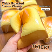 Thick Roasted Cheese Bread Squishy Toy PU Slow Rising Fluffy Fidget Toy Stress Relief ASMR Decompression Desktop Prank Ornament
