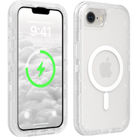 3 IN1 Heavy Armor Transparent Case For IPhone 16E 16 15 14 17 Pro Max 11 14 15 16 Plus for MagSafe Magnetic Shockproof Covers