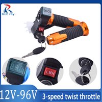 2025 Upgraded 3-Speed Twist Grip with Digital Screen - Bike Throttle Control 12V-96V Use for E-Bike/E-Scooter 3in1 lgnition lock