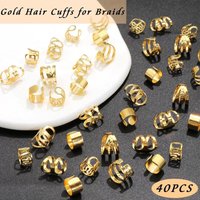 40PCS Hair Jewelry for Braids Hair Cuffs Multi Style Rings Adjustable Hair Beads for Braid Loc Dreadlock Accessories