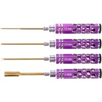 RC Tools 4 PCS Kit Set Hex Driver Screwdriver Hollow Aluminum Alloy Purple Steel 1.5MM-2MM-2.5MM-8.0MM Sleeve for Helicopter Toy