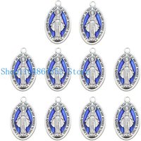 10 Pieces Retro Blessed Virgin Pendant Oval Charm Pendant for Chain Necklace or Rosary Catholic Jewelry